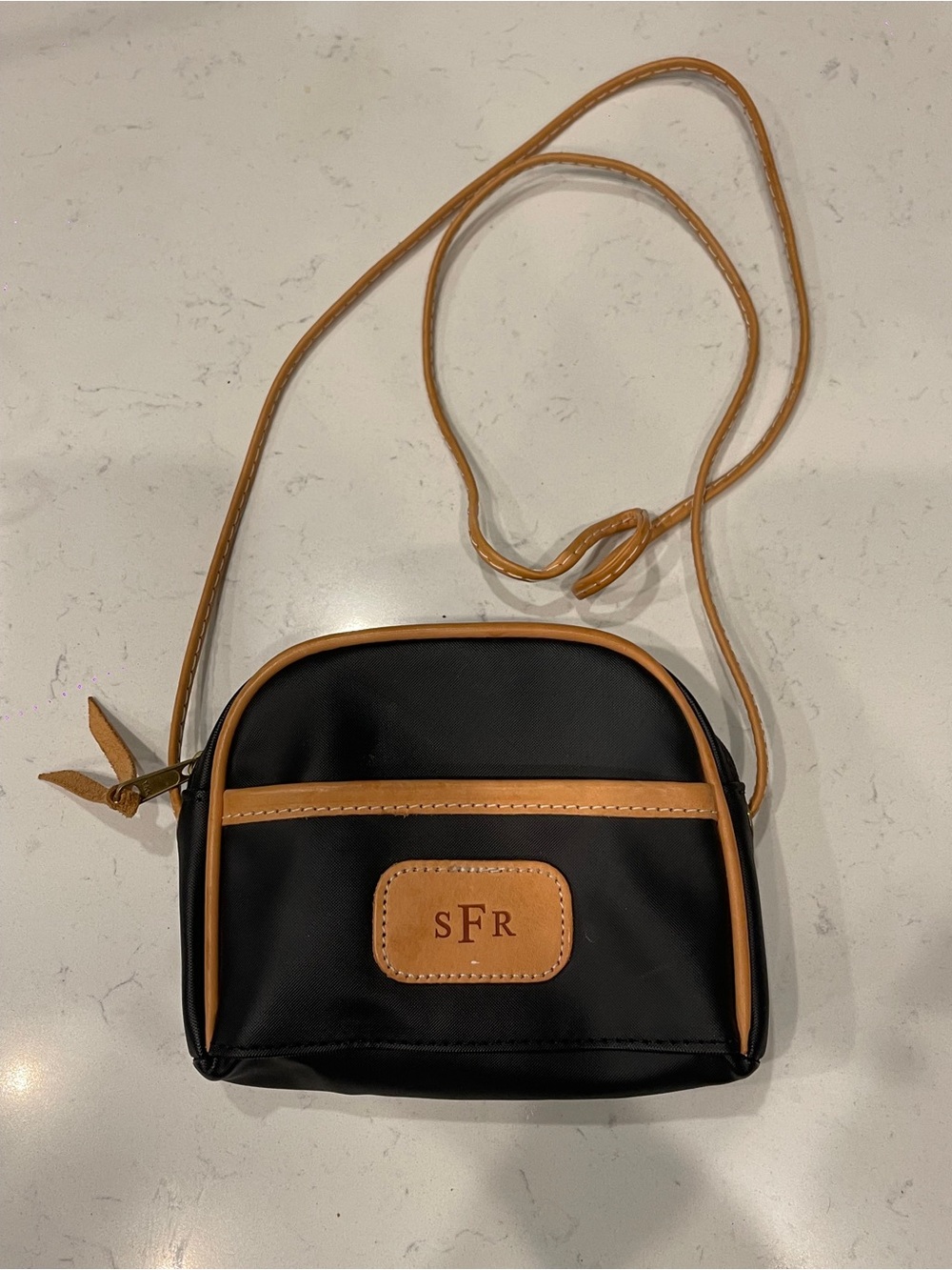 Jon Hart Purse Crossbody Bag Black Canvas Leather Trim